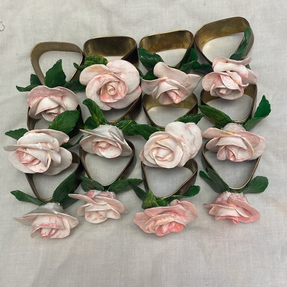 Elegant Pink Rose Napkin Rings- set of 12 - Picture 14 of 16